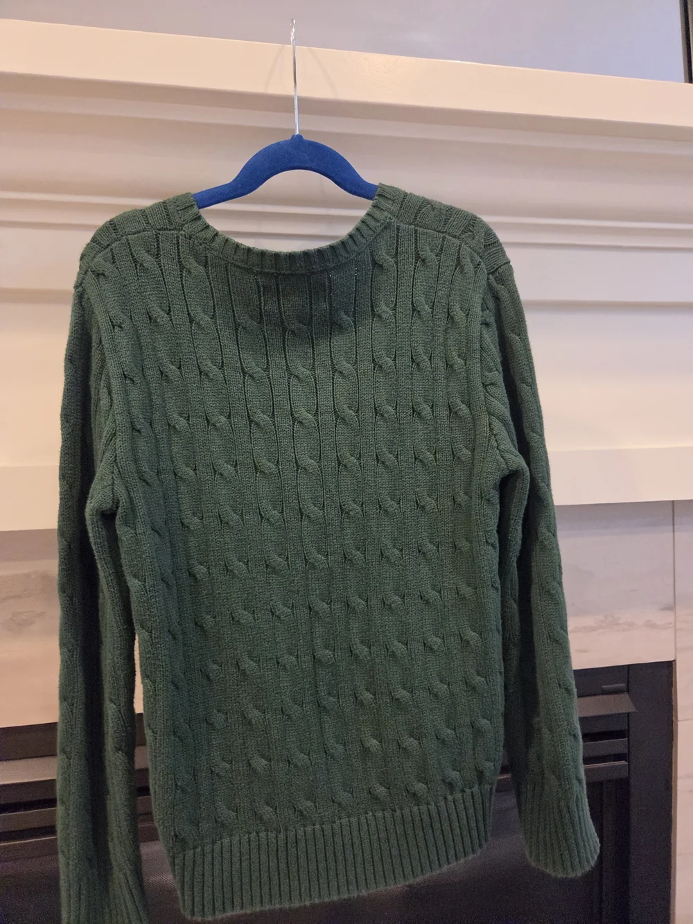 Ralph Lauren Green Cable-Knit Crewneck Sweater